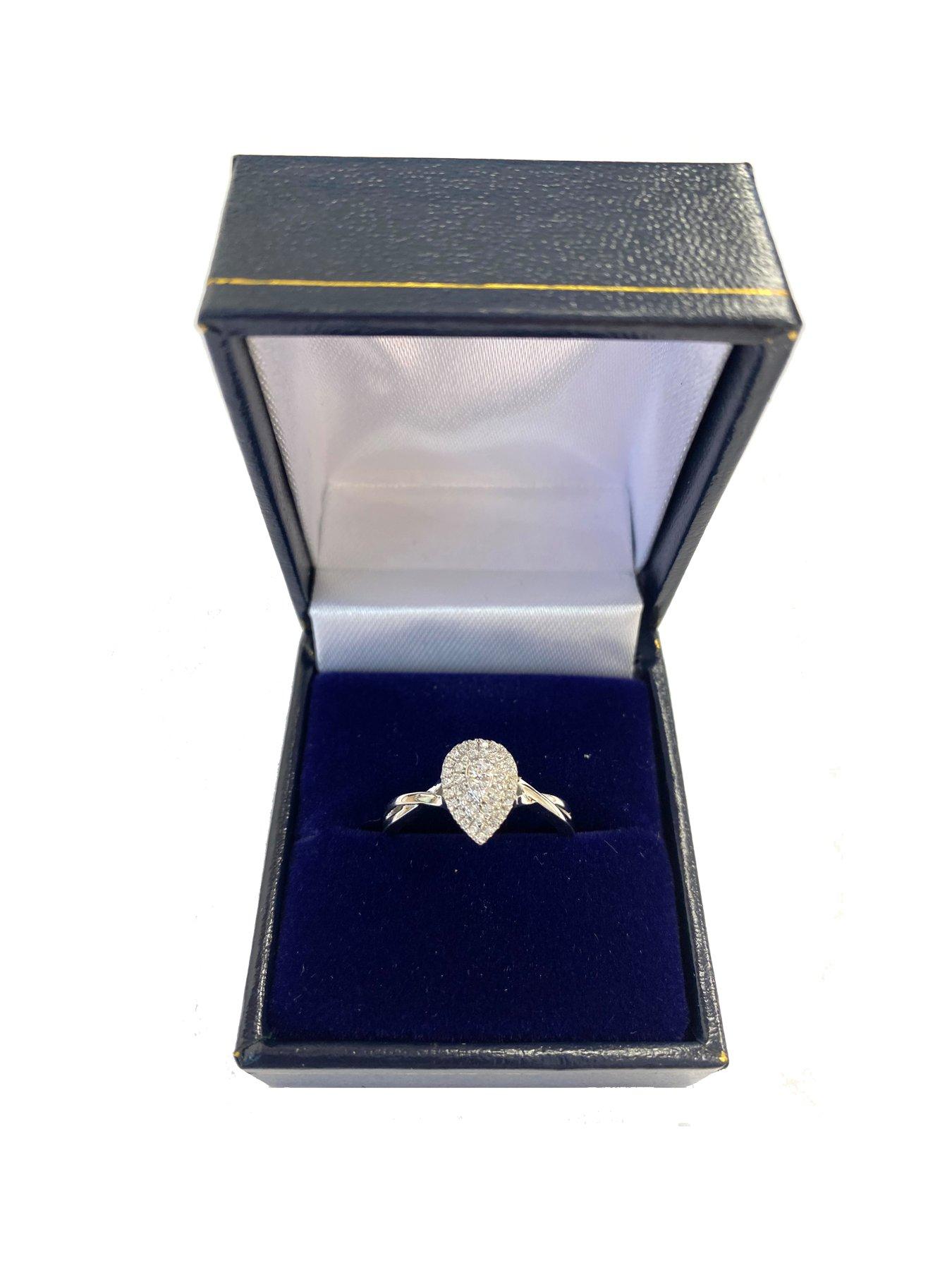 Image 6 of 6 of Love DIAMOND 9ct White Gold 0.20ct Diamond Double Halo Pear Twist Band Ring