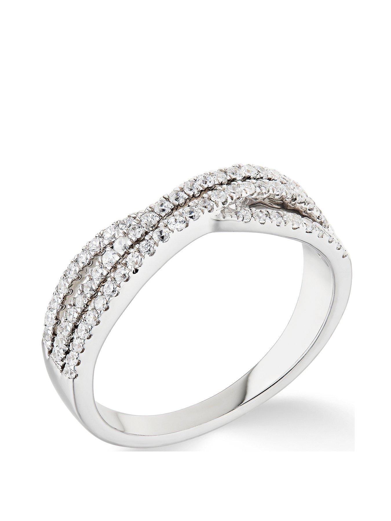 Love DIAMOND 9ct White Gold 0.33ct 8 Stone Diamond Twist Band Eternity Ring