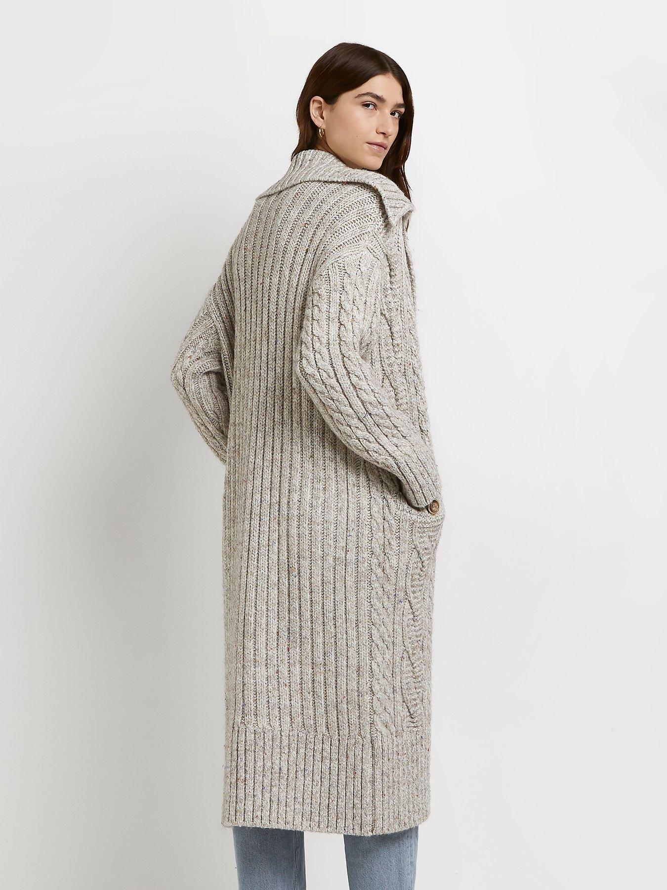  Cable Knit Duster Coatigan-beige