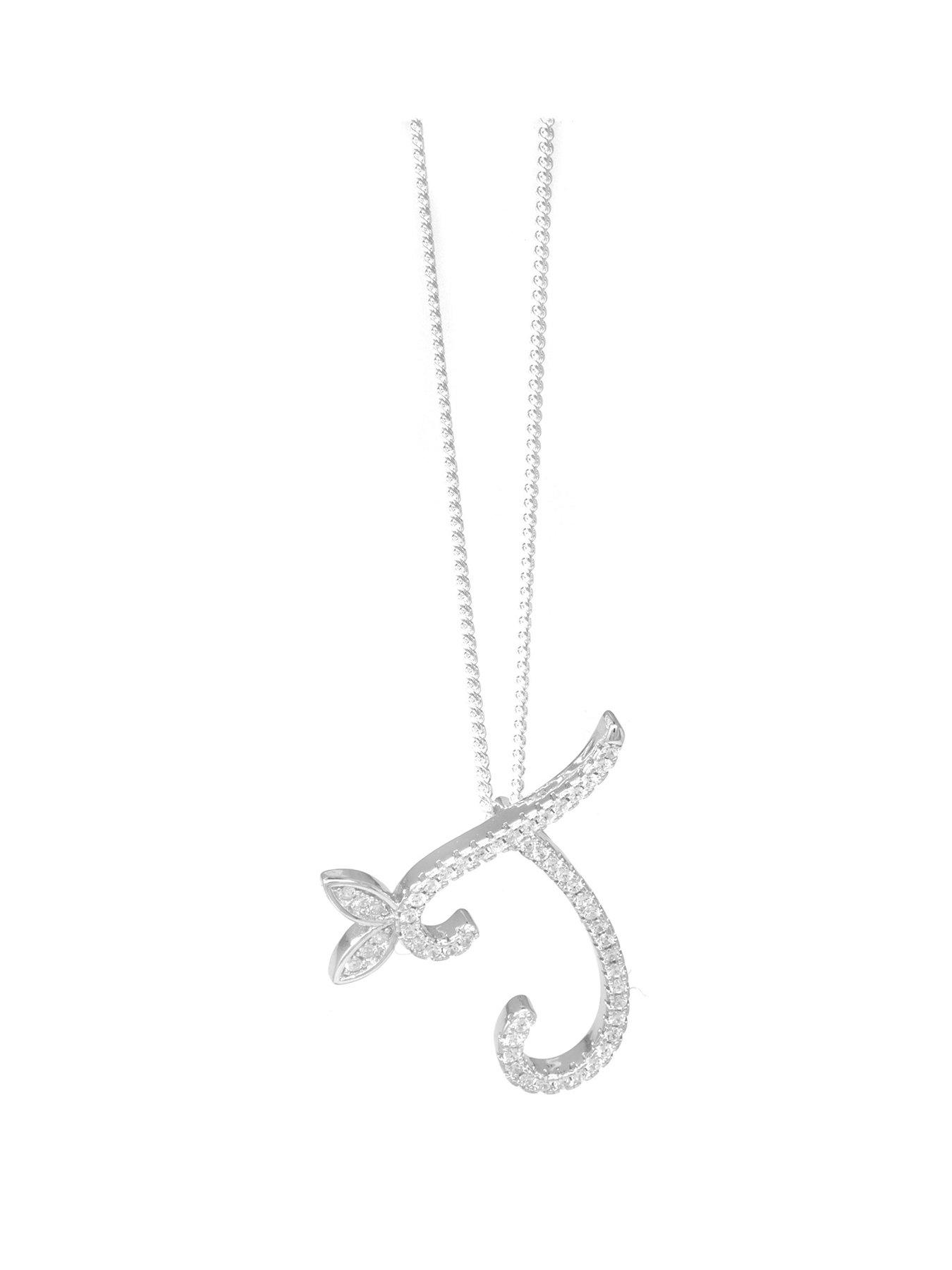 Say It With 1-Inch Winged Full CZ Initial Necklace - Sterling Silver