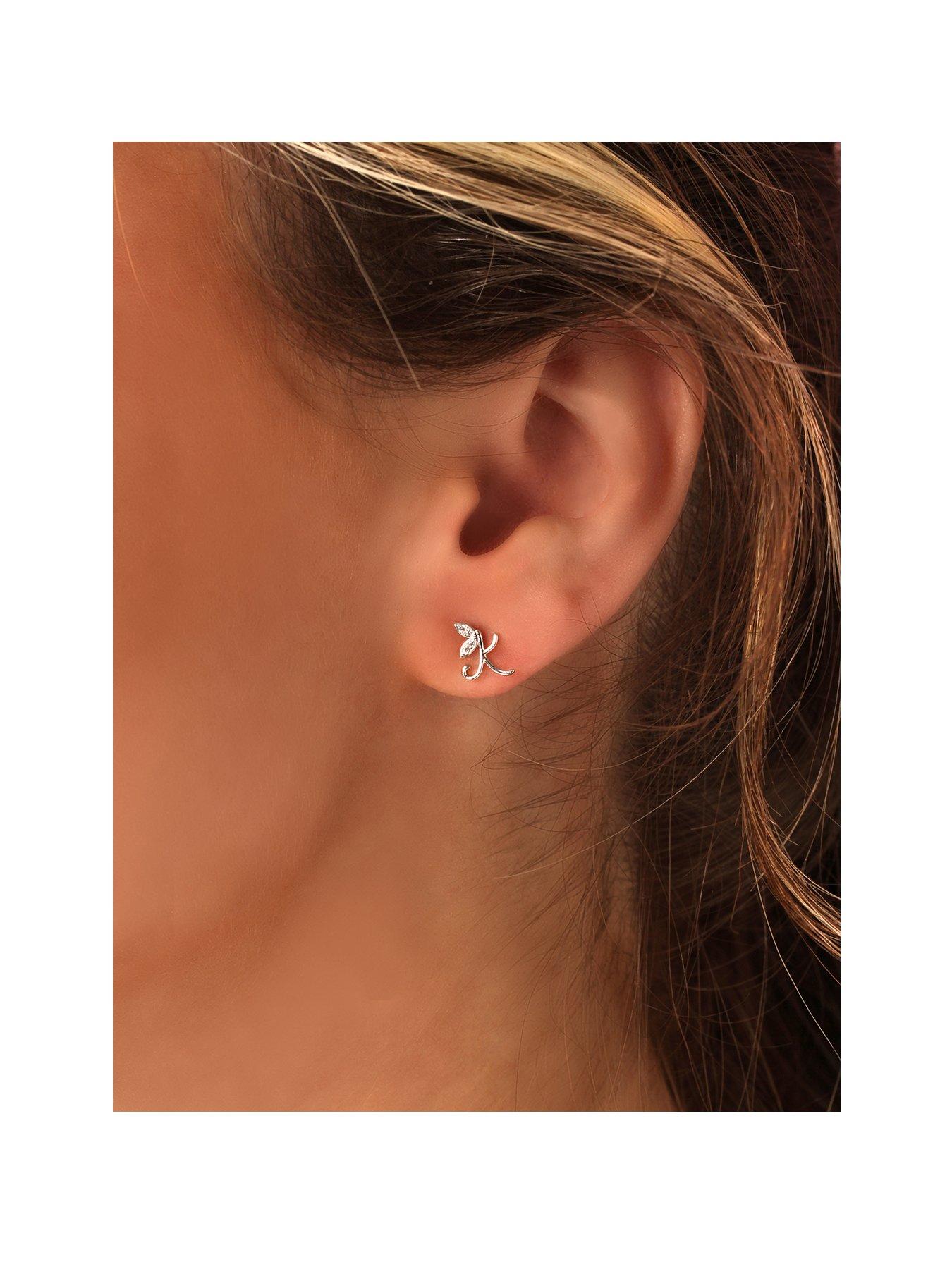 Image 1 of 2 of Say It With Winged Initial Earrings