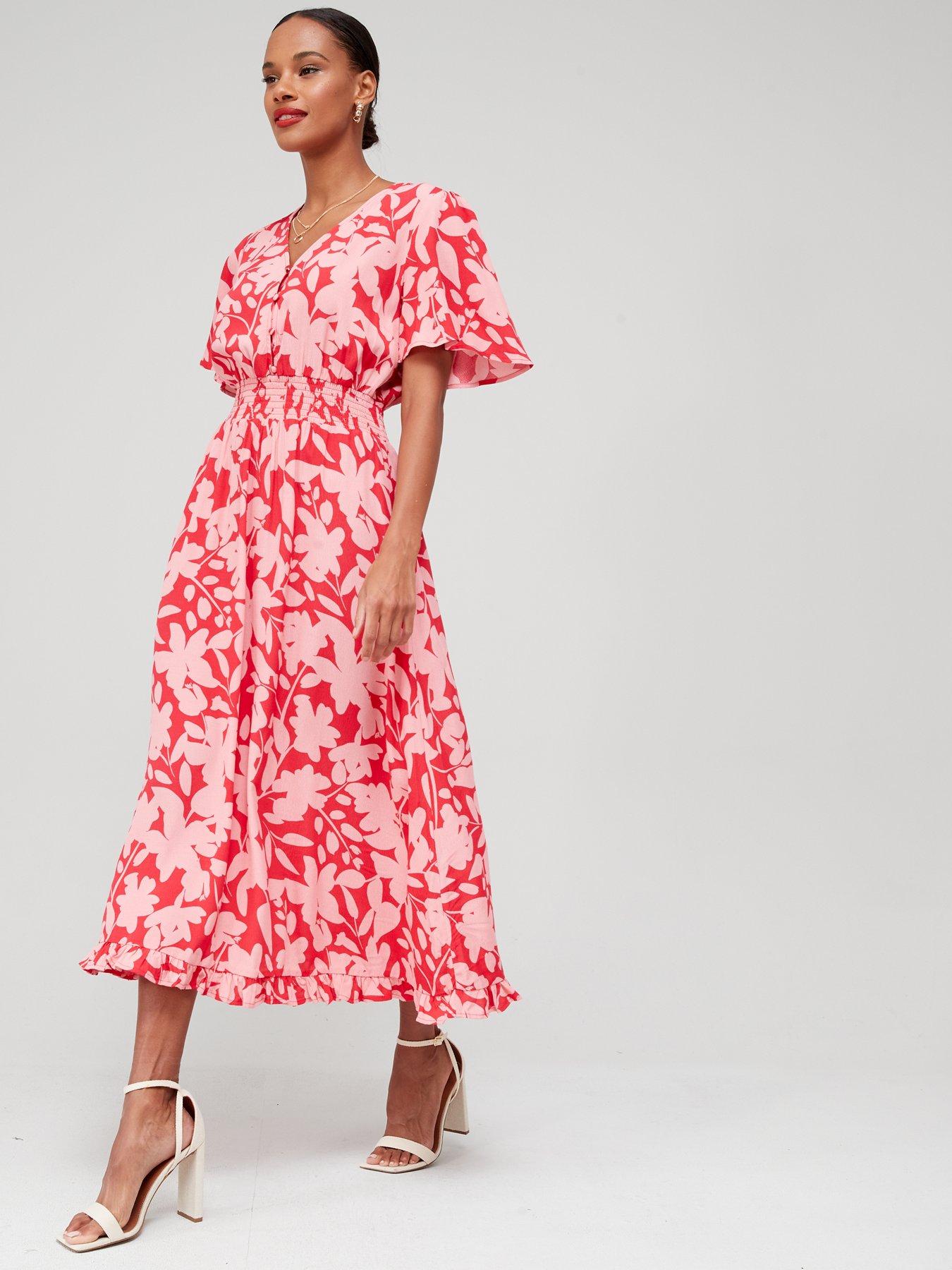 midi angel sleeve dress