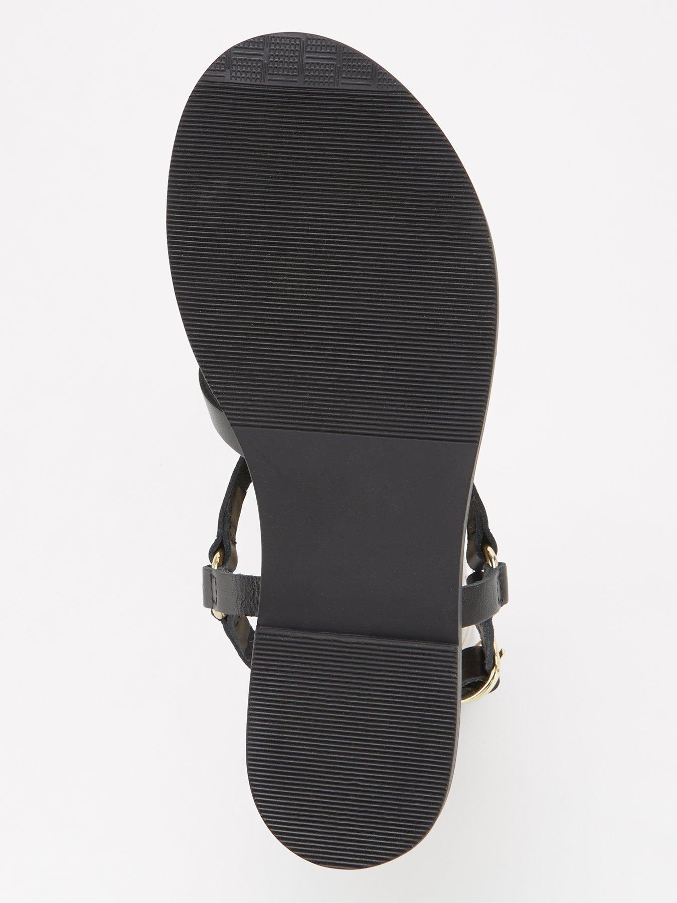  Leather Strappy Sandal - Black