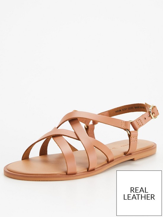 stillFront image of v-by-very-leather-strappy-sandal-tannbsp