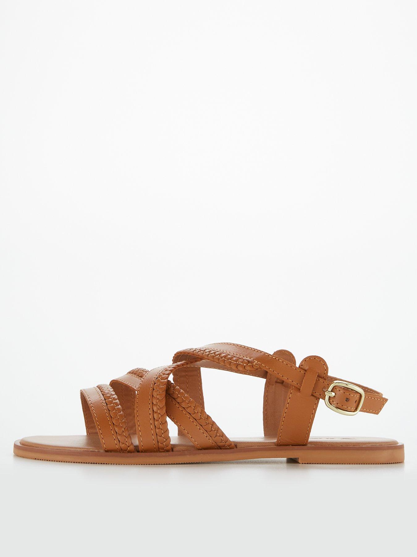 Shoes & boots Wide Fit Leather Strappy Sandal - Tan
