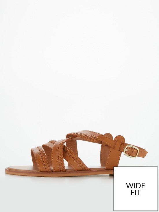 front image of v-by-very-wide-fit-leather-strappy-sandal-tannbsp