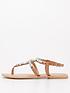 image of v-by-very-jewel-trim-leather-toe-post-sandal-tannbsp