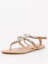  image of v-by-very-jewel-trim-leather-toe-post-sandal-tannbsp