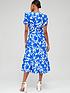  image of v-by-very-drawcord-waist-midi-dress-blue-print