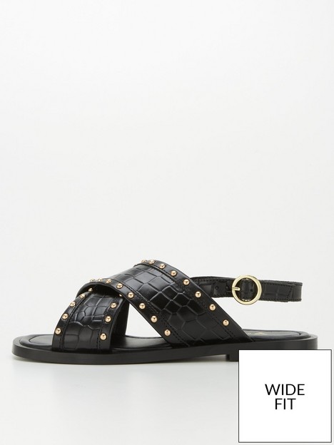 v-by-very-wide-fit-leather-cross-strap-stud-sandal-black