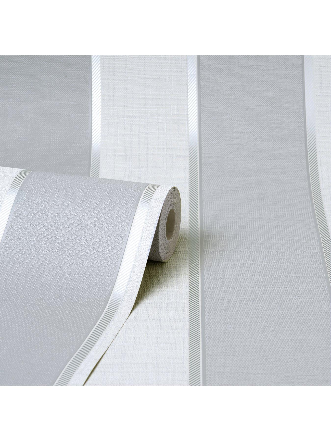 Image 2 of 4 of Fine Decor Larson Stripe Wallpaper in Grey and Silver