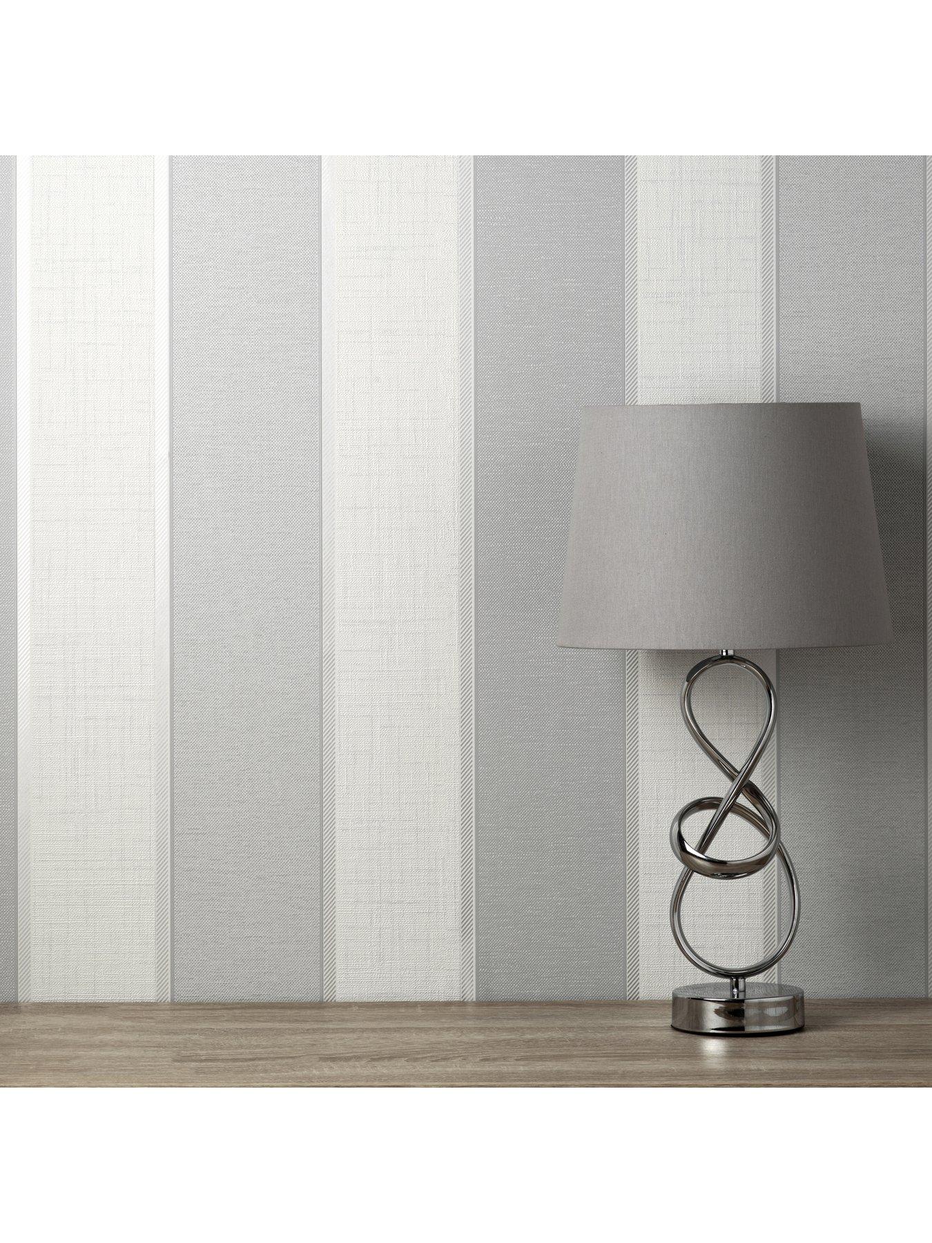 Image 3 of 4 of Fine Decor Larson Stripe Wallpaper in Grey and Silver