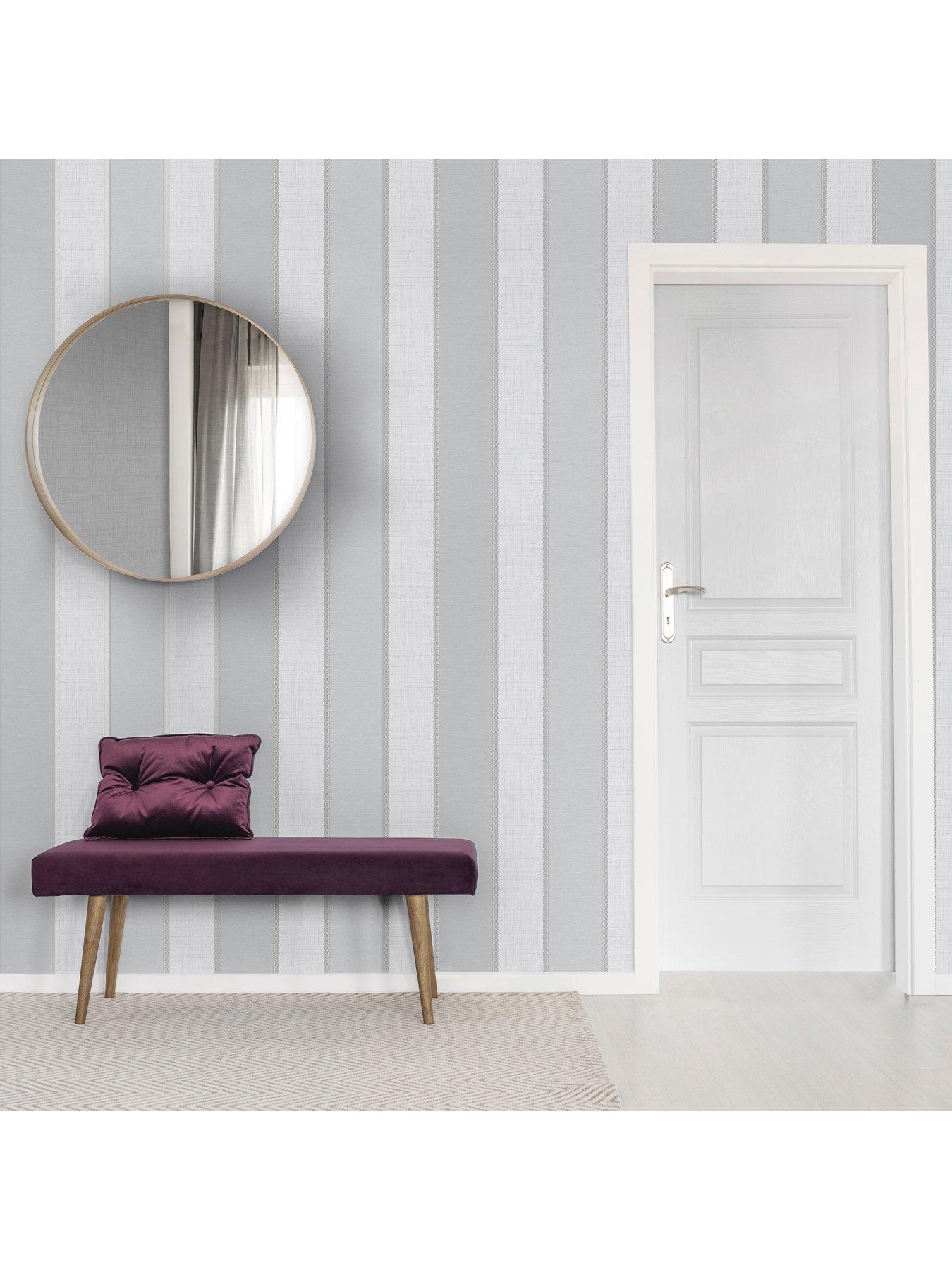 Image 4 of 4 of Fine Decor Larson Stripe Wallpaper in Grey and Silver