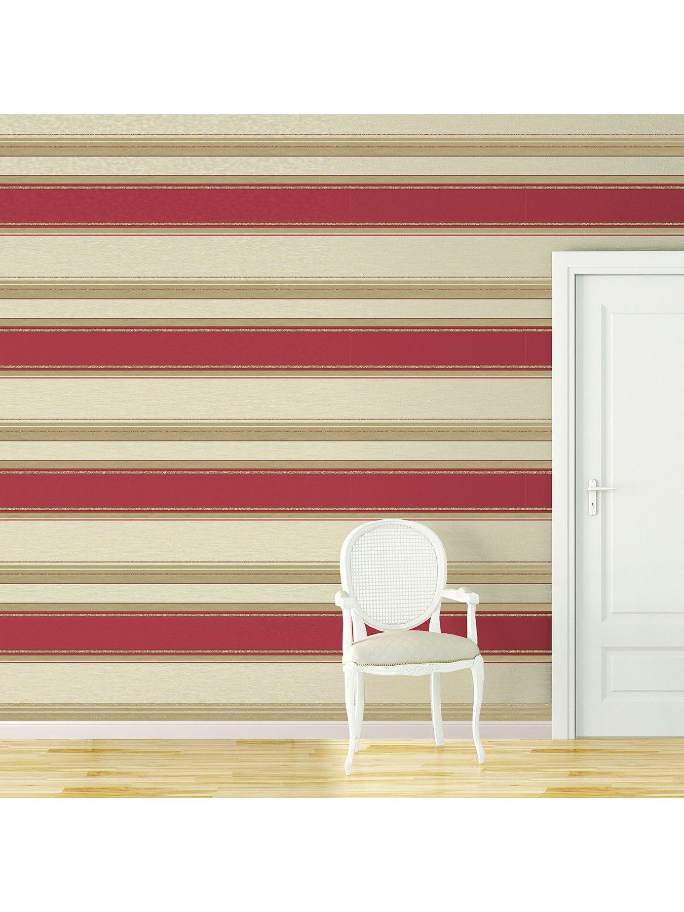Fine Décor Synergy Stripe Rich Red Striped Glitter Wallpaper very.co.uk