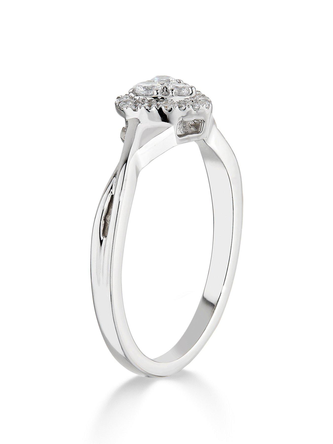 Image 2 of 6 of Love DIAMOND 9ct White Gold 0.22ct Diamond Halo Heart Cluster Ring