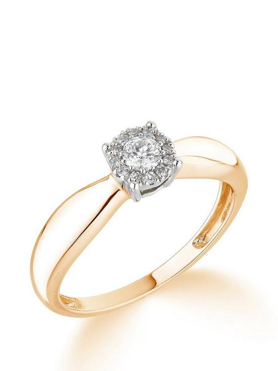 front image of love-diamond-9ct-white-gold-020ct-diamond-halo-solitaire-engagement-ring