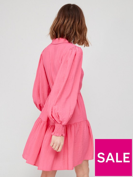 stillFront image of v-by-very-seersucker-textured-stripe-mini-dress-pink