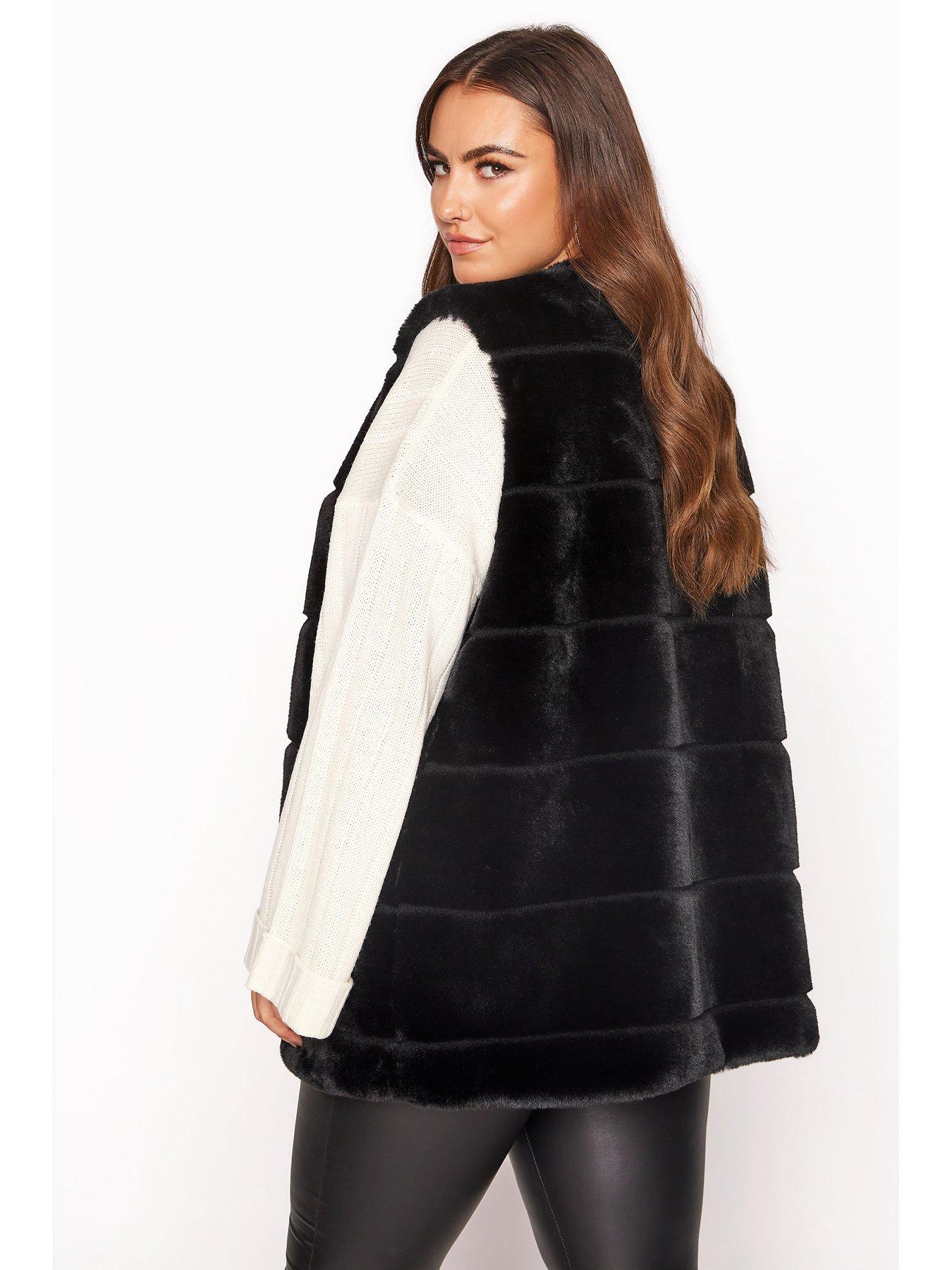 Black faux fur gilet clearance plus size