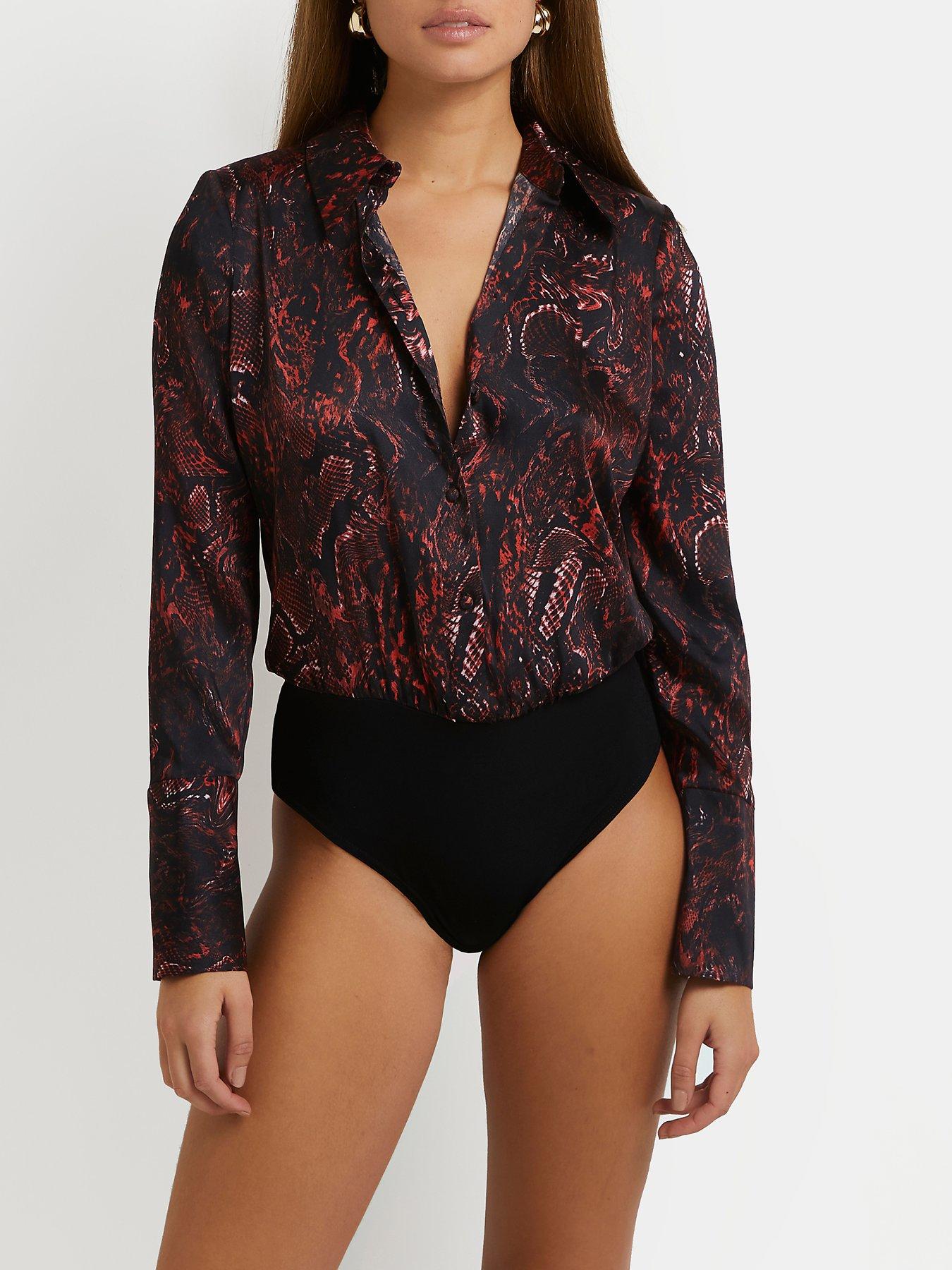 satin shirt bodysuit