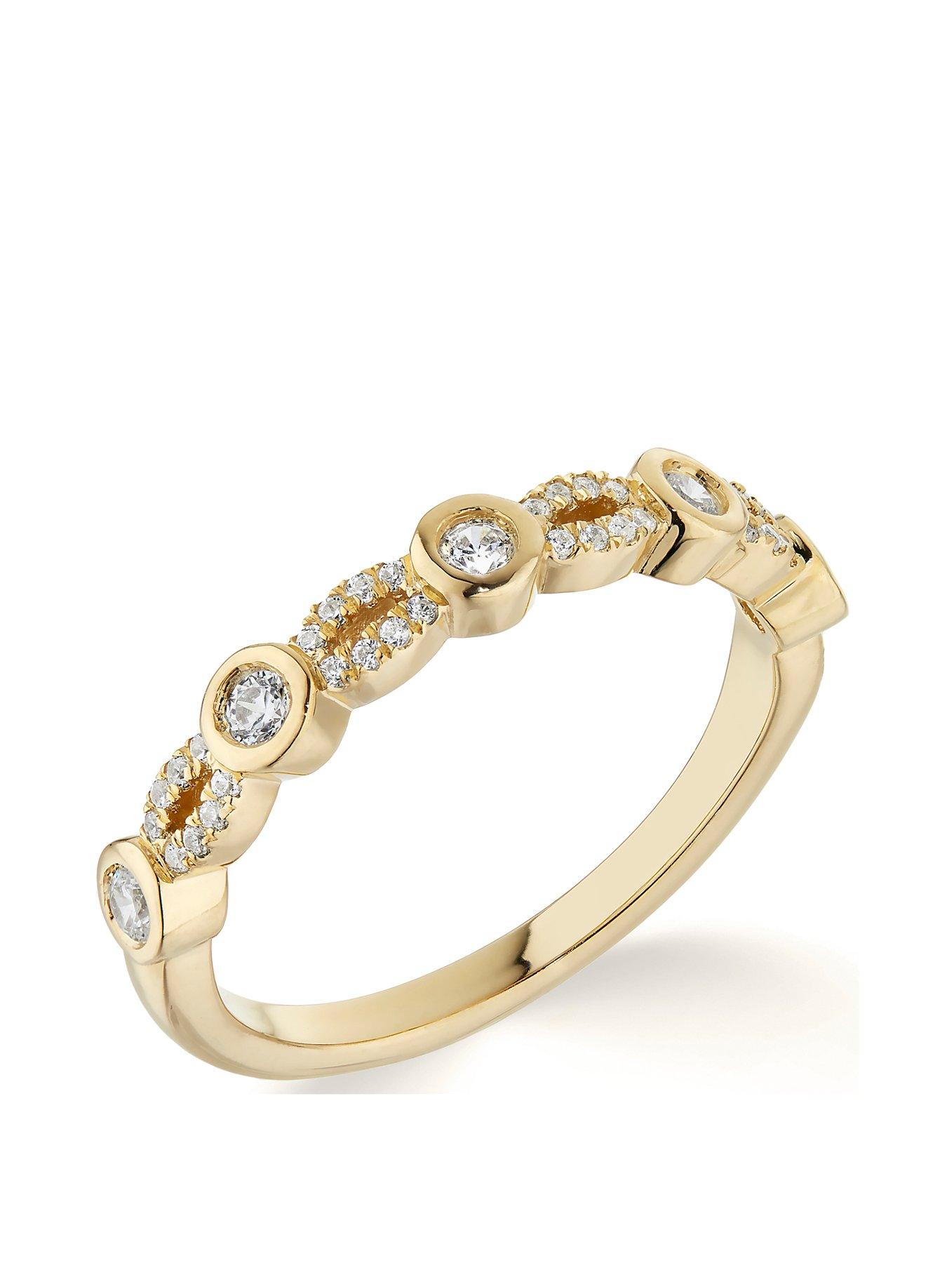 Women 9ct Yellow Gold Artisian 0.25ct Diamond Ring