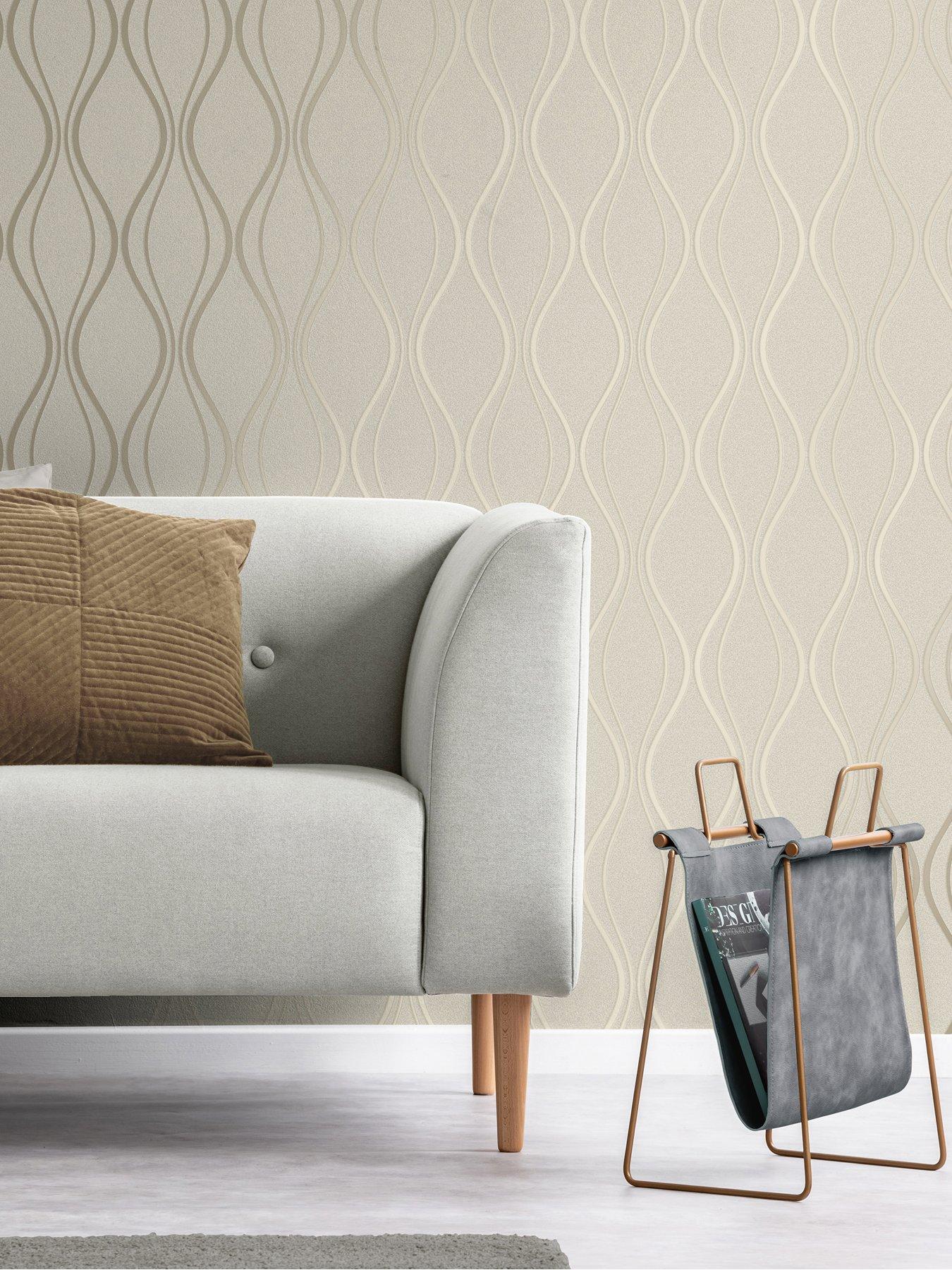Product photograph of Fine Decor Platinum Contour Wave Beige from very.co.uk