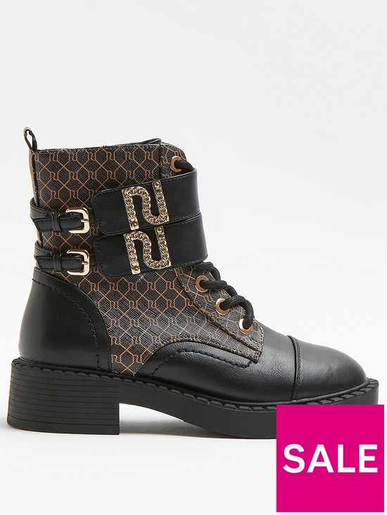 front image of river-island-double-hardware-boot-black