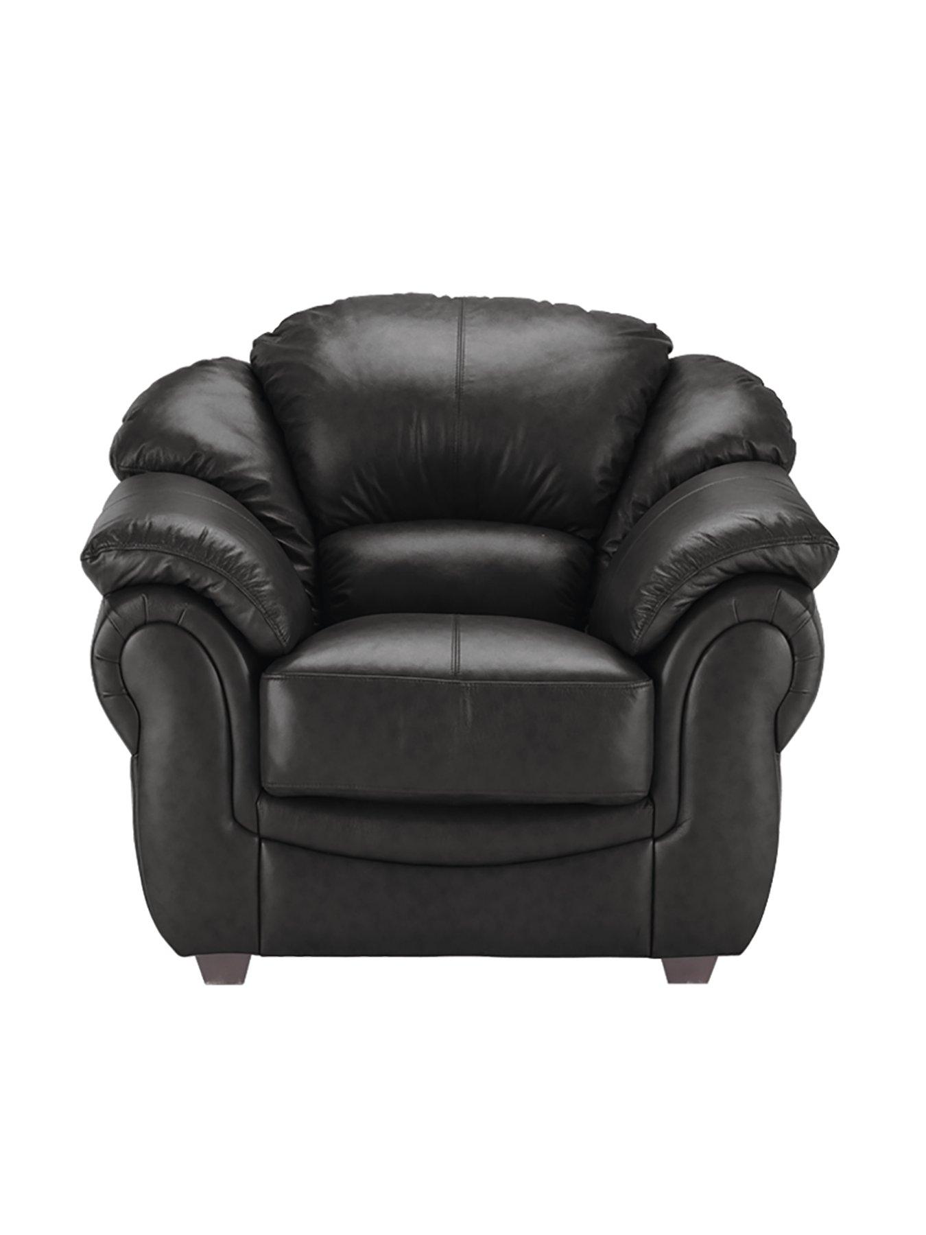 Faux leather deals armchair with ottoman