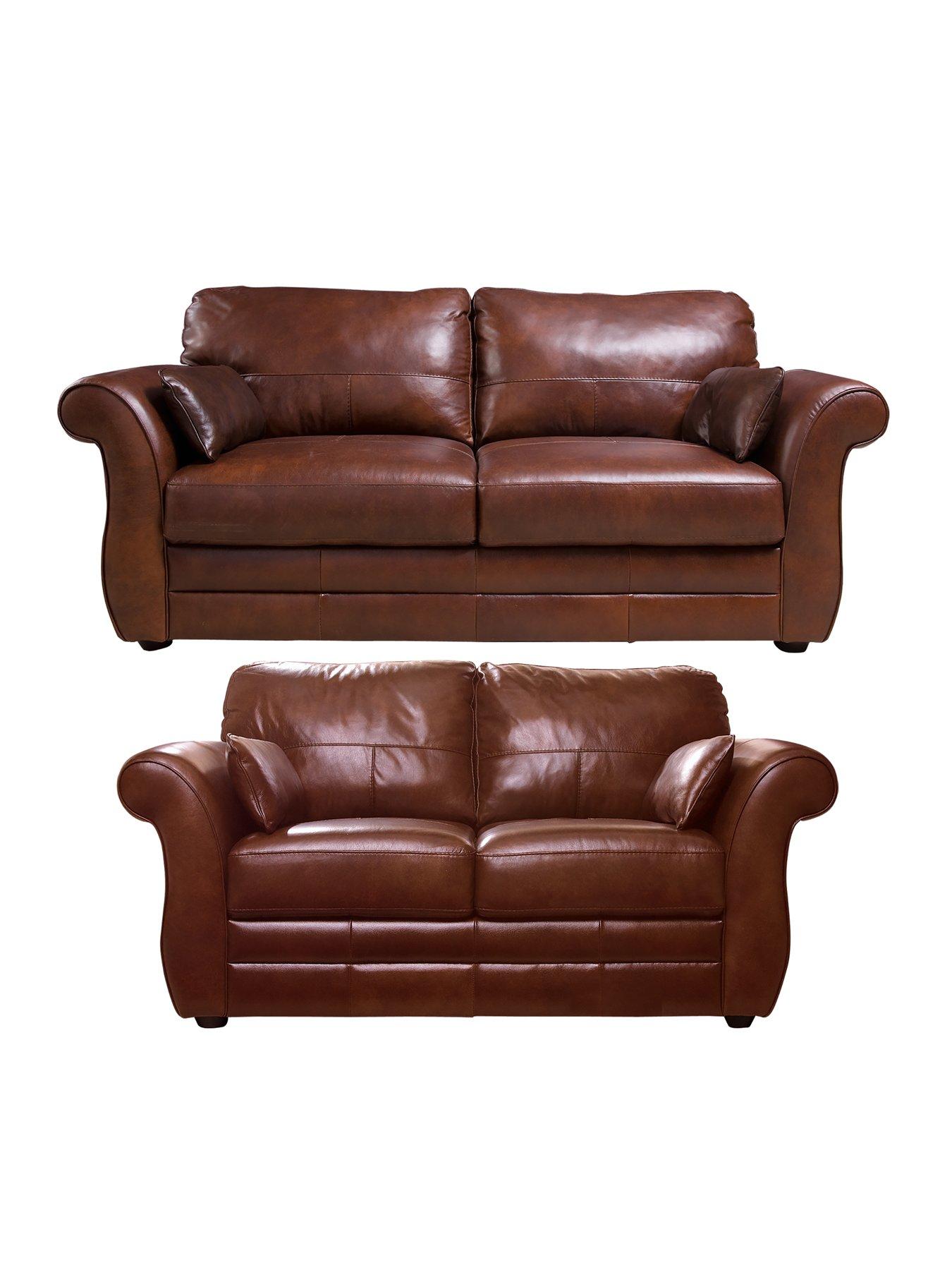 Product photograph of Vantage Italian Leather 3 Seater 2 Seater Sofa Set Buy And Save from very.co.uk