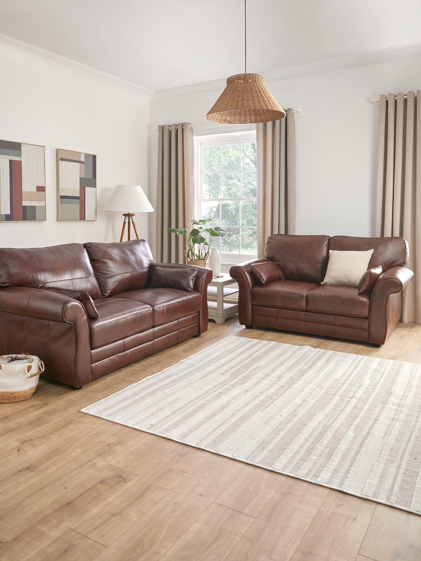 Product photograph of Vantage Italian Leather 3 Seater 2 Seater Sofa Set Buy And Save from very.co.uk