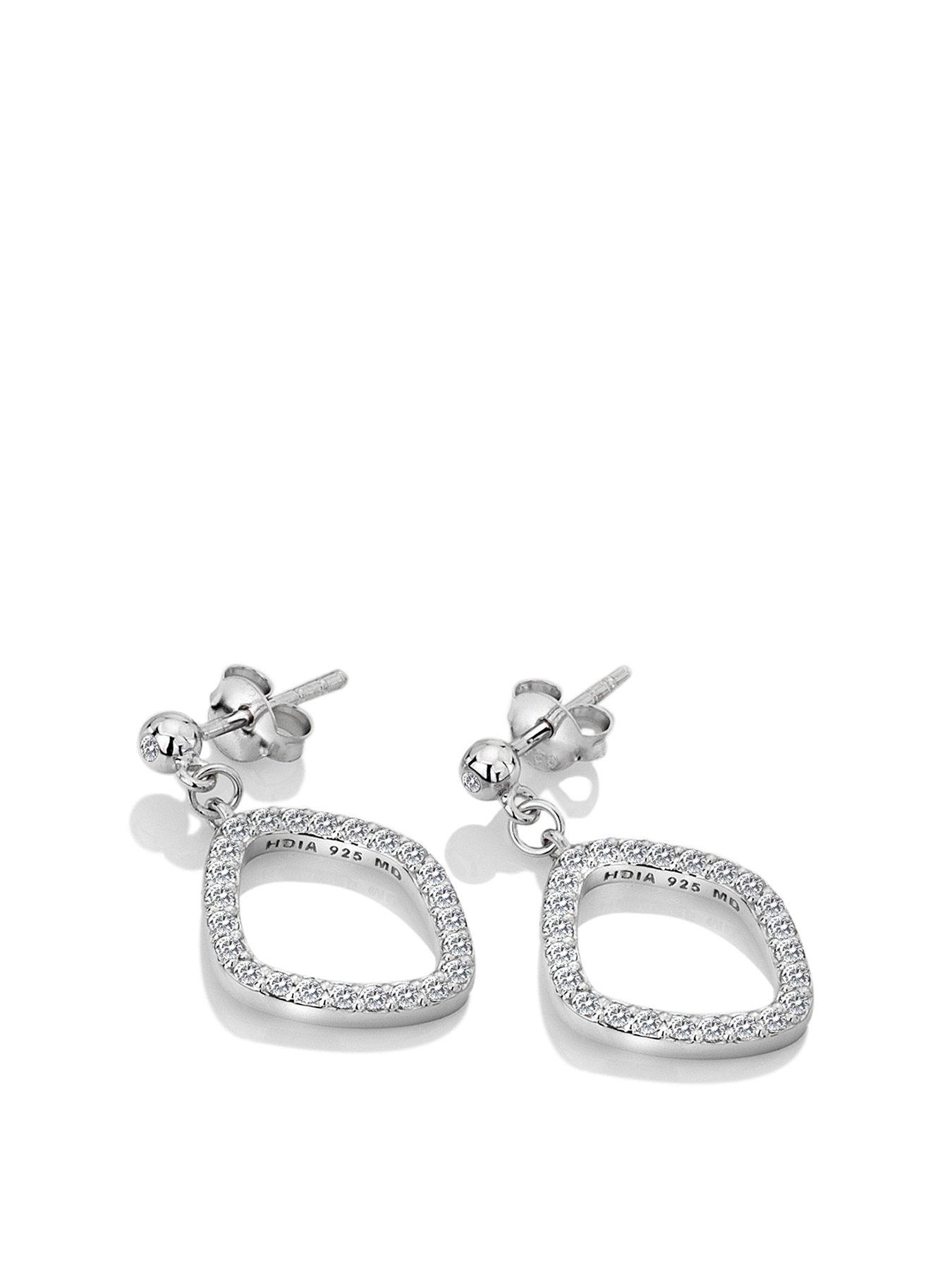 Product photograph of Hot Diamonds Behold White Topaz Statement Earrings from very.co.uk