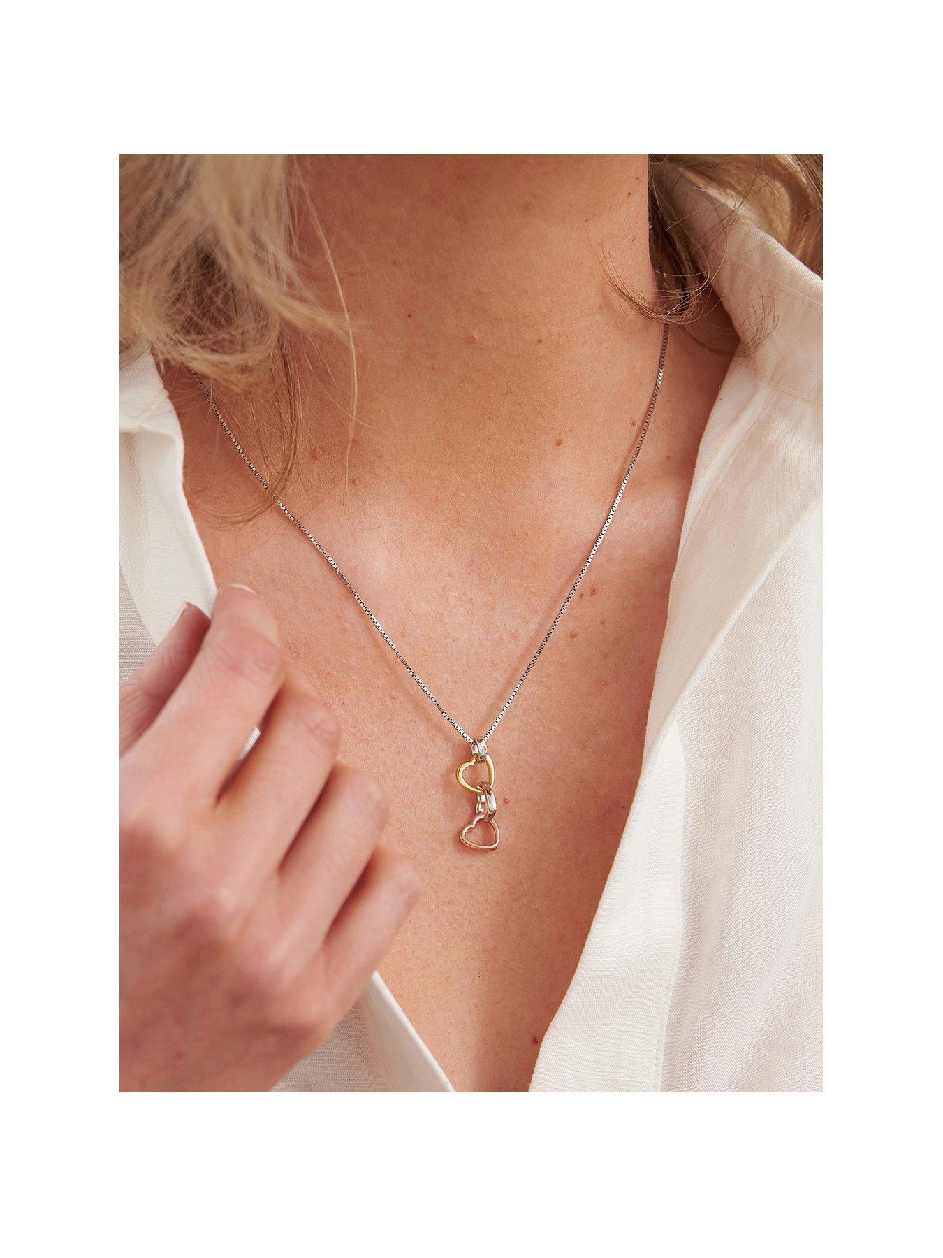 Hot Diamonds Trio Triple Heart Pendant - Rose and Yellow Gold