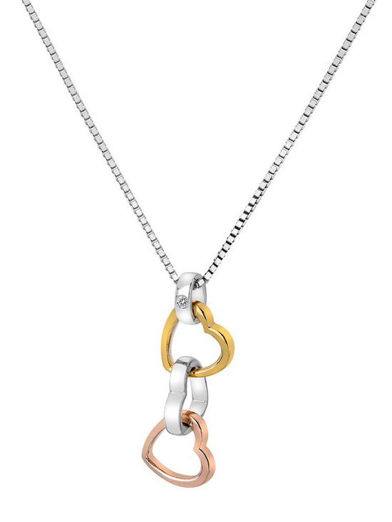 stillFront image of hot-diamonds-trio-triple-heart-pendant-rose-and-yellow-gold