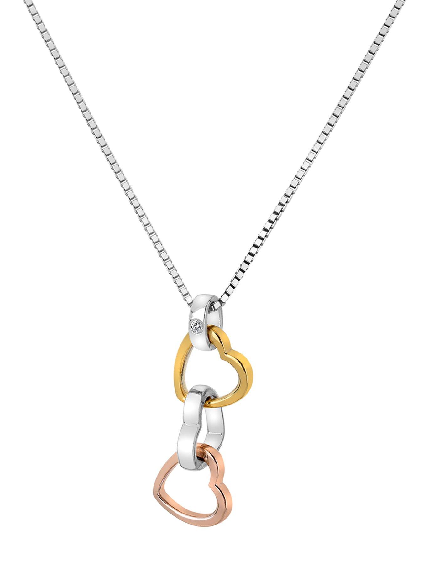 Hot Diamonds Trio Triple Heart Pendant Rose and Yellow Gold Very