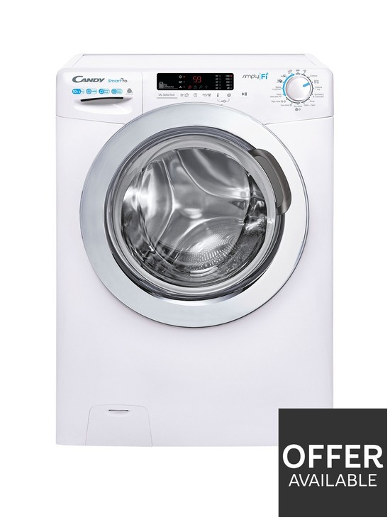 front image of candy-smart-pro-csow-41063dwce-10kg-6kg-washer-dryer-1400-rpm-wifi-connected--nbspwhite-with-chrome-door
