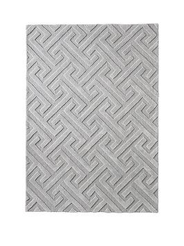 Product photograph of Carved Greek Key Grey Rug from very.co.uk