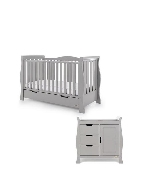 front image of obaby-stamford-luxe-2-piece-nursery-furniturenbsproom-set-taupe-grey