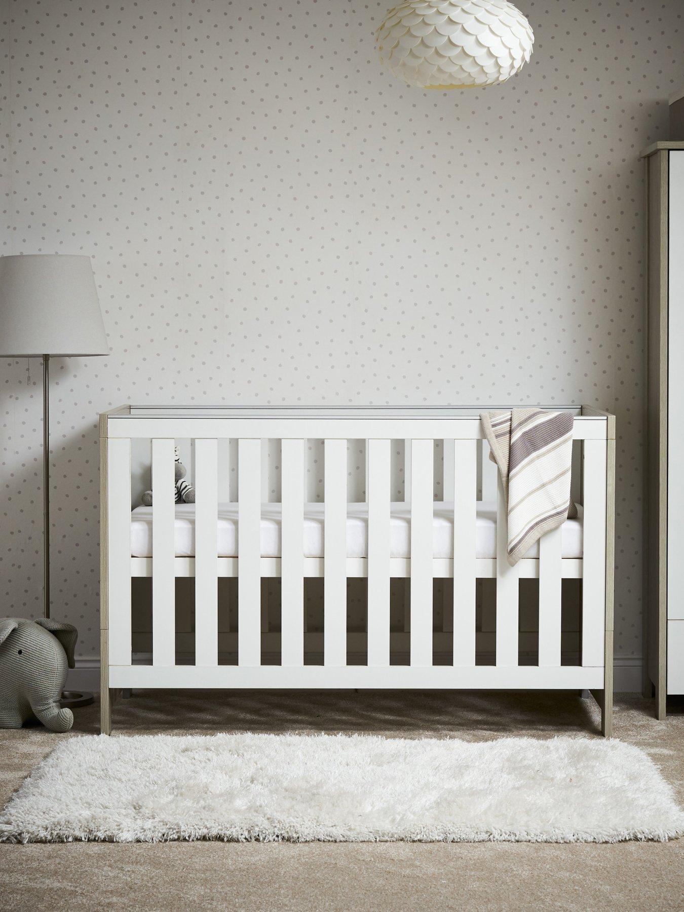 Product photograph of Obaby Nika Cot Bed - Grey Wash White from very.co.uk