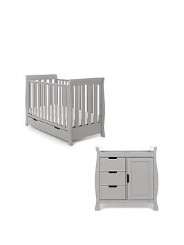 Obaby Stamford Mini Sleigh 3-Piece Nursery Furniture Room Set - Warm Grey