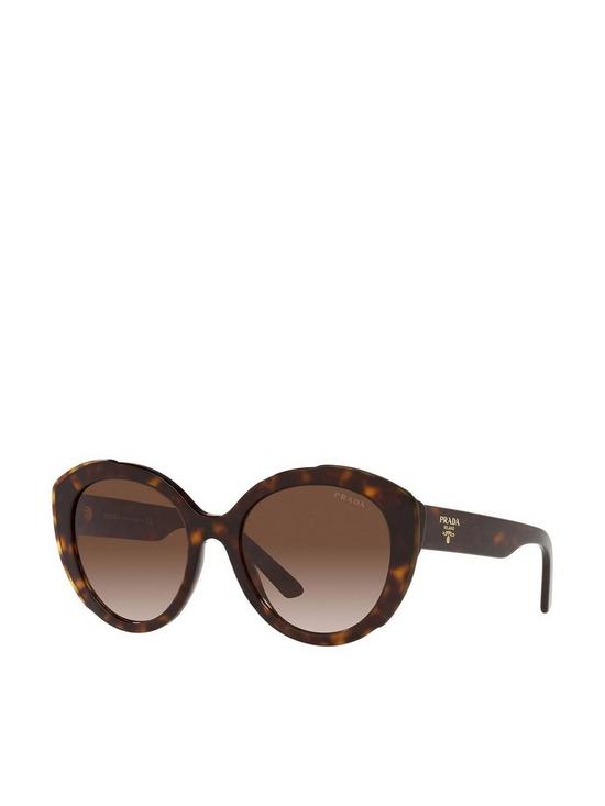 front image of prada-round-sunglasses-havana