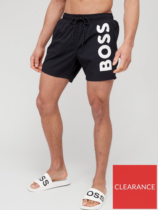 front image of boss-octopus-swim-shorts-black