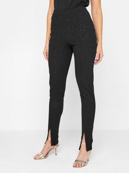 front image of long-tall-sally-glitter-trouser-black