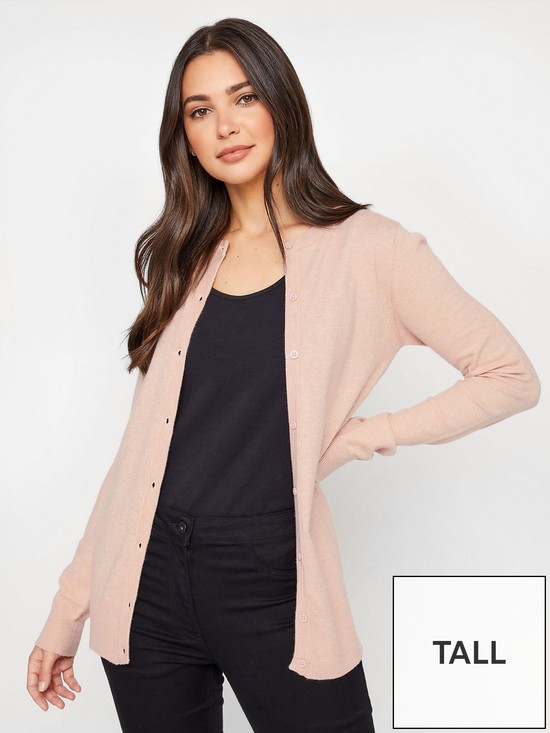 front image of long-tall-sally-crew-neck-cardigan-pink