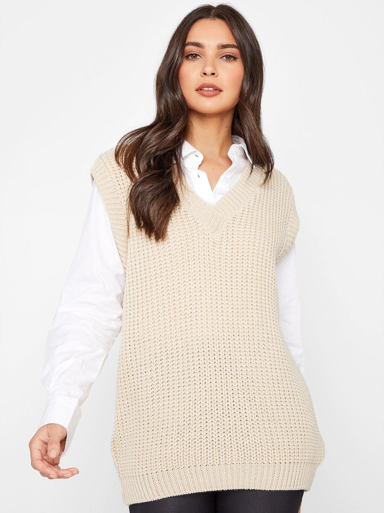 Women Chunky Knitted Vest - Natural