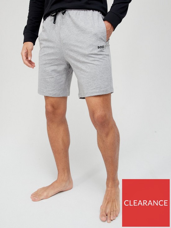 front image of boss-bodywear-mix-amp-match-lounge-shorts-grey