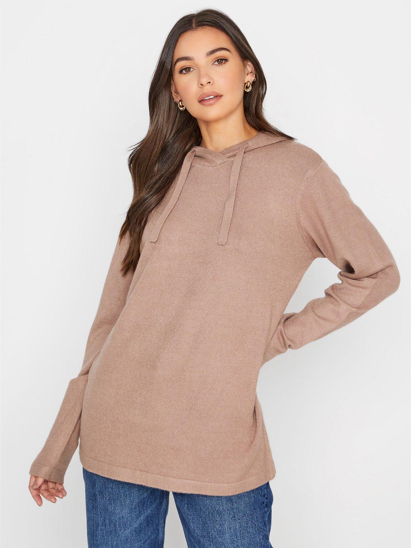 Women Knitted Hooded Jumper - Natural