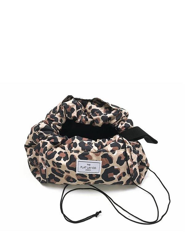 Image 2 of 5 of The Flat Lay Co. Leopard Print Open Flat Makeup Bag
