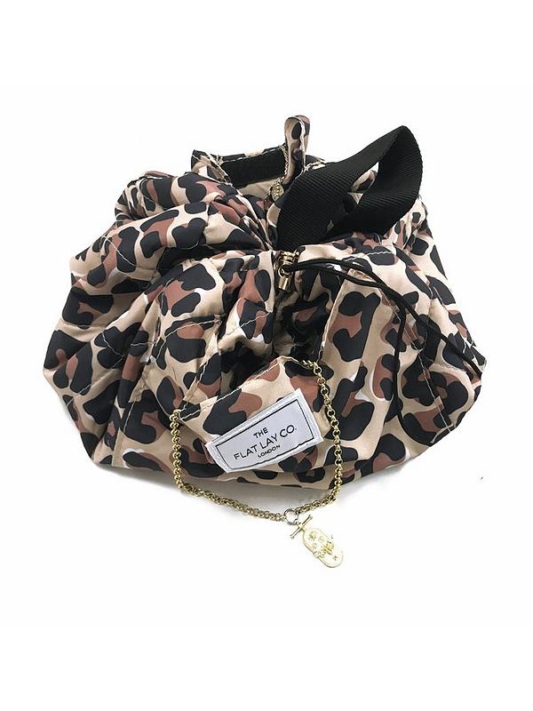 Image 3 of 5 of The Flat Lay Co. Leopard Print Open Flat Makeup Bag