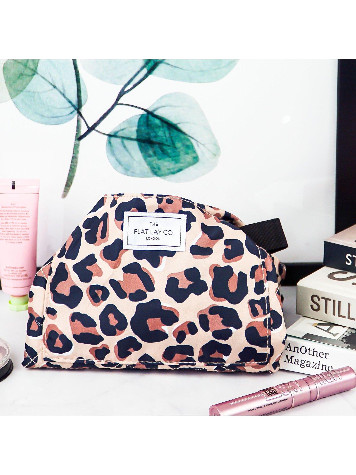 Image 4 of 4 of The Flat Lay Co. Leopard Print Open Flat Makeup Bag