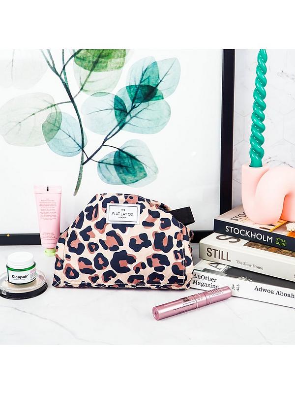 Image 5 of 5 of The Flat Lay Co. Leopard Print Open Flat Makeup Bag