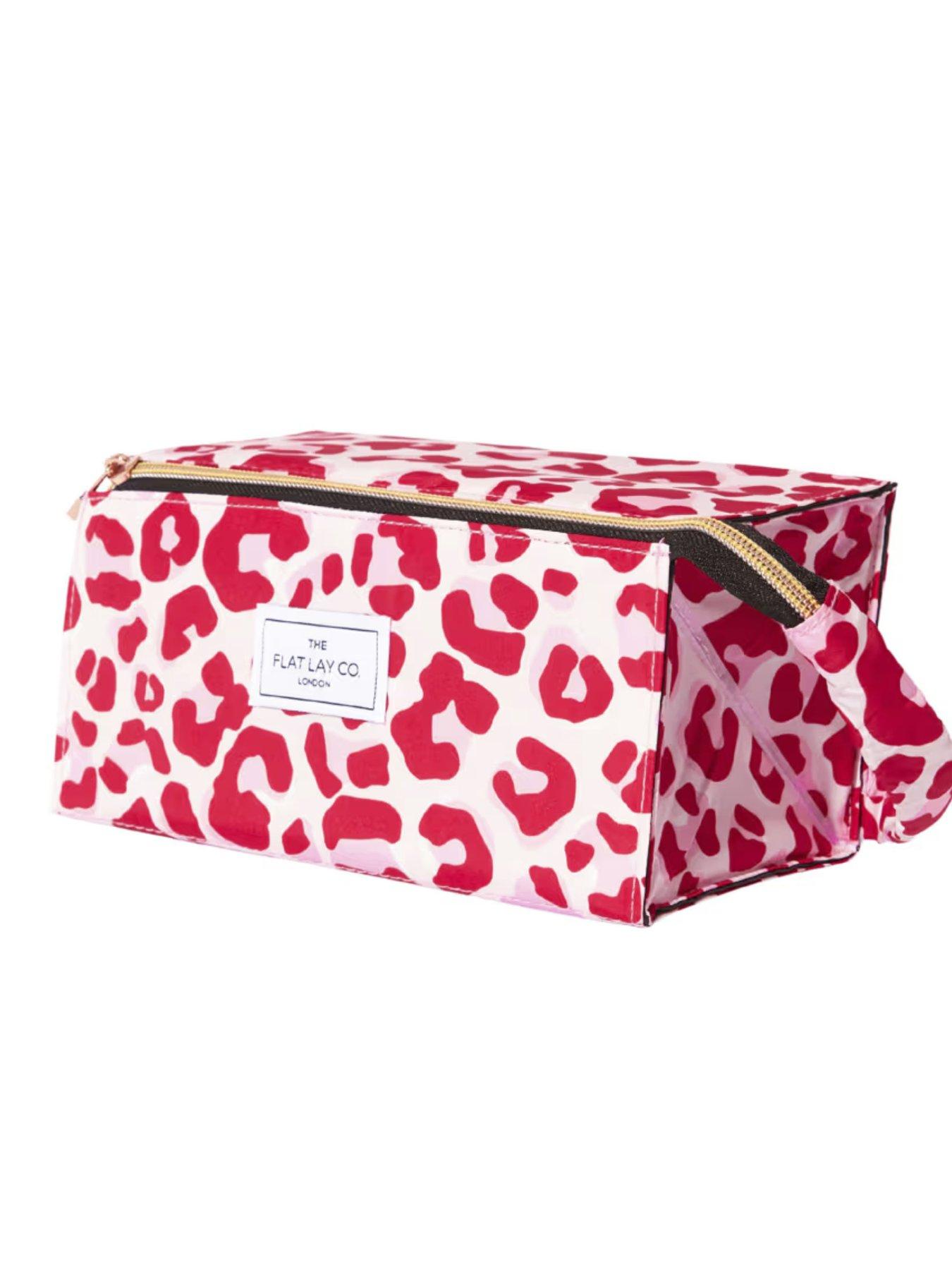 Image 2 of 3 of The Flat Lay Co. Pink Leopard Open Flat Makeup Box